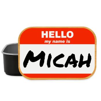 Hello My Name Is Micah Label Name Tag - Lunch Box - black - Front