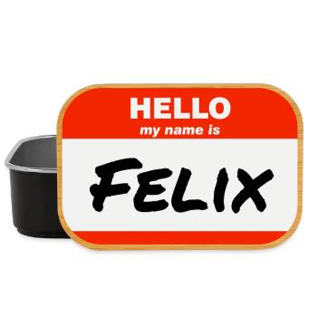Hello My Name Is Felix Etikett Namensschild - Lunch Box - Schwarz - Vorne