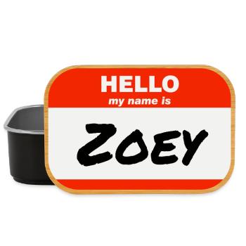 Hello My Name Is Zoey Etikett Namensschild - Lunch Box - Schwarz - Vorne