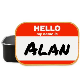 Hello My Name Is Alan Etikett Namensschild - Lunch Box - Schwarz - Vorne