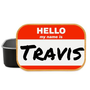 Bonjour, je m’appelle Travis, étiquette Nom Étiquette - Boîte à goûter - noir - Devant