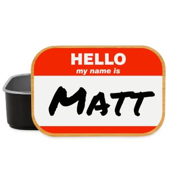 Bonjour, je m’appelle Matt Étiquette Étiquette - Boîte à goûter - noir - Devant