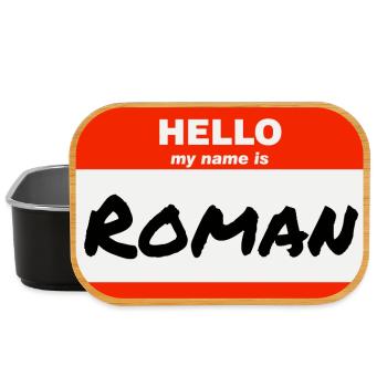 Bonjour, mon nom est romain Étiquette Étiquette - Boîte à goûter - noir - Devant