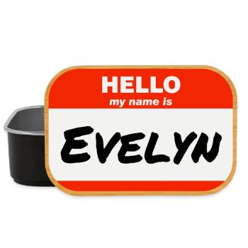 Bonjour, je m’appelle Evelyn Étiquette Nom Étiquette - Boîte à goûter - noir - Devant