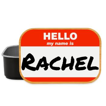 Hello My Name Is Rachel Label Name Tag - Lunch Box - black - Front