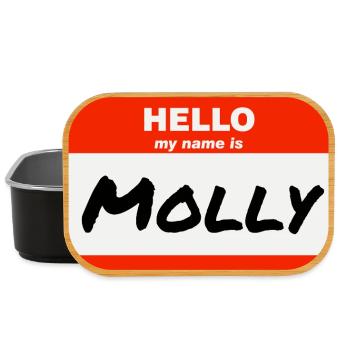 Bonjour, je m’appelle Molly Étiquette Étiquette Étiquette - Boîte à goûter - noir - Devant