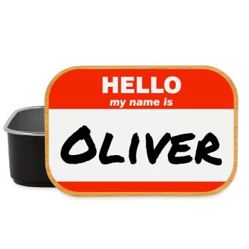 Bonjour, je m’appelle Oliver Étiquette Étiquette Étiquette - Boîte à goûter - noir - Devant