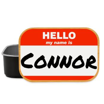 Hello My Name Is Connor Label Name Tag - Lunch Box - black - Front