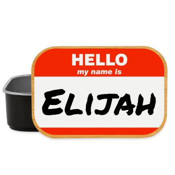 Hello My Name Is Elijah Label Name Tag - Lunch Box - black - Front