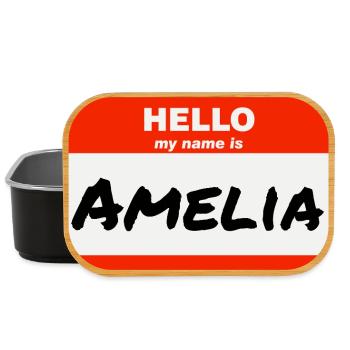 Hello My Name Is Amelia Etikett Namensschild - Lunch Box - Schwarz - Vorne