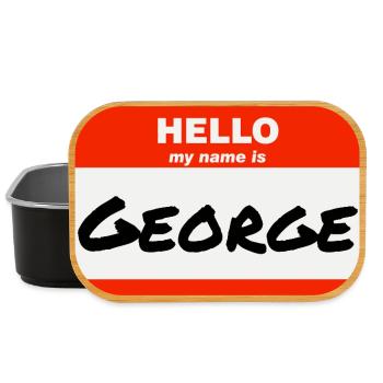 Hello My Name Is George Etikett Namensschild - Lunch Box - Schwarz - Vorne