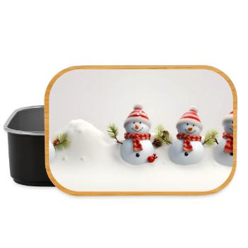 Bonhomme de neige de noël - Boîte à goûter - noir - Devant