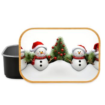 Bonhomme de neige avec sapin - Boîte à goûter - noir - Devant