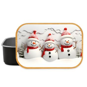Schneemann-Set mit Tannenbäumen - Lunch Box - Schwarz - Vorne