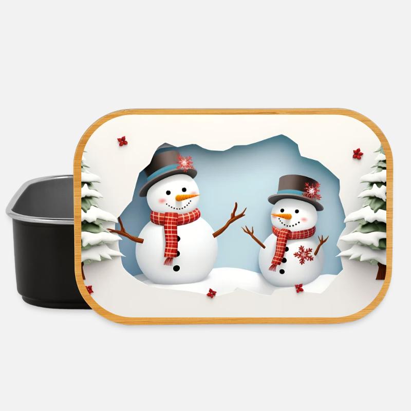 2 kleine Schneemänner - Lunch Box - Schwarz