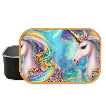 Licorne enchantée avec éclat arc-en-ciel - Boîte à goûter - noir - Devant