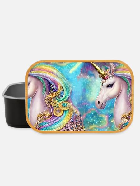 Enchanted Unicorn with Rainbow Glow - Lunch Box - black
