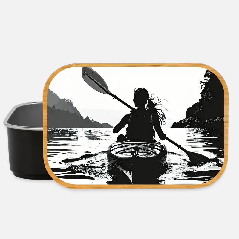 Aventure en kayak au bord de l’eau noir et blanc - Boîte à goûter - noir