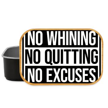No Whining No Quitting No Excuses Gym Motivation - Lunch Box - Schwarz - Vorne
