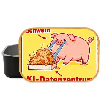 Schwein KI-Datenzentrum Cartoon - Lunch Box - Schwarz - Vorne