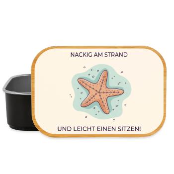 Naked on the beach – Funny starfish saying - Lunch Box - black - Front