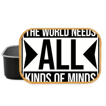 The World Needs All Kinds Of Minds Inspirierend - Lunch Box - Schwarz - Vorne