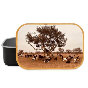 Goats under a tree in the savannah - Lunch Box - black - Front