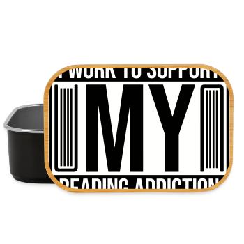 I Work To Support My Reading Addiction Books Logo - Lunch Box - black - Front