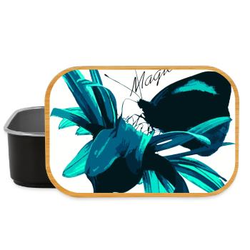 Teal Magic Flower Print - Lunch Box - black - Front