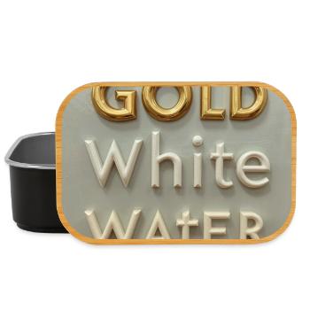 Golden White Water Typography - Lunch Box - black - Front