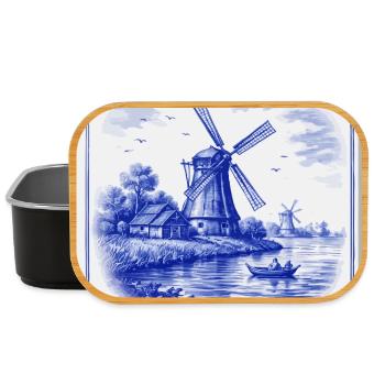 Moulin à vent de Delft au bord du lac - Boîte à goûter - noir - Devant