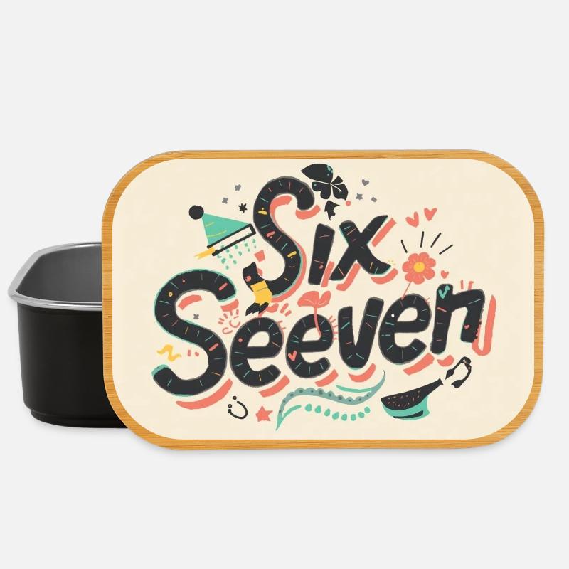 Sechs Siebzehn Retro-Doodle-Buchstaben - Lunch Box - Schwarz
