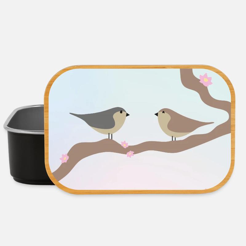 Oiseaux de printemps - Boîte à goûter - noir