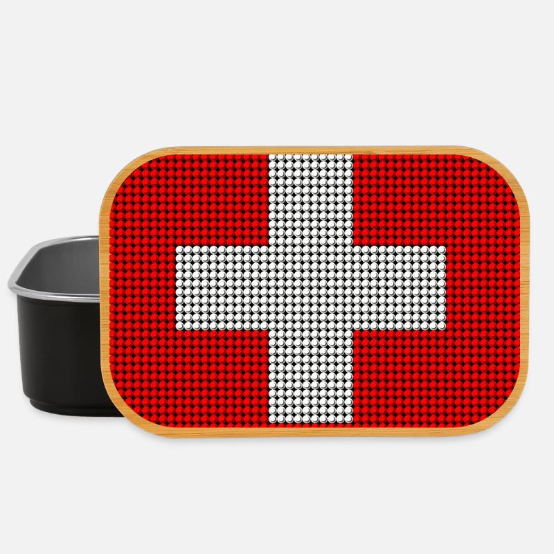 Schweizer Flagge - Perlenmosaik - Lunch Box - Schwarz