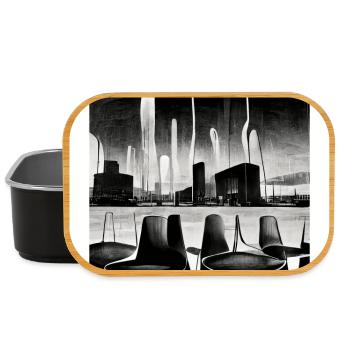 futuristic city scene in fifties style - Poster - Lunch Box - black - Front