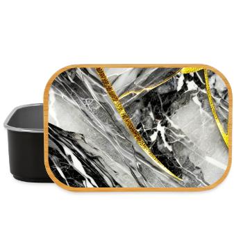 Marble Black Gold Natural Stone - Lunch Box - black - Front