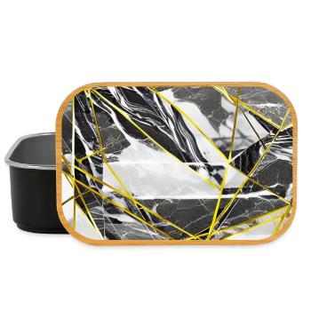 Marble Black Gold Geometric texture - Lunch Box - black - Front