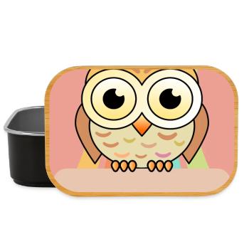 Name tag owl - Lunch Box - black - Front