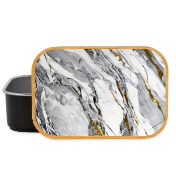 Marble Natural Stone White Gold Texture - Lunch Box - black - Front