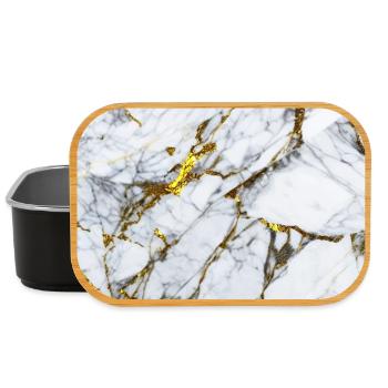 Marble White Gold Texture - Lunch Box - black - Front