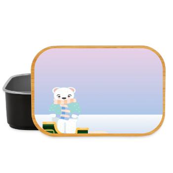 Winter Background - Polar Bear by the Sea - SLEDGES - Lunch Box - black - Front