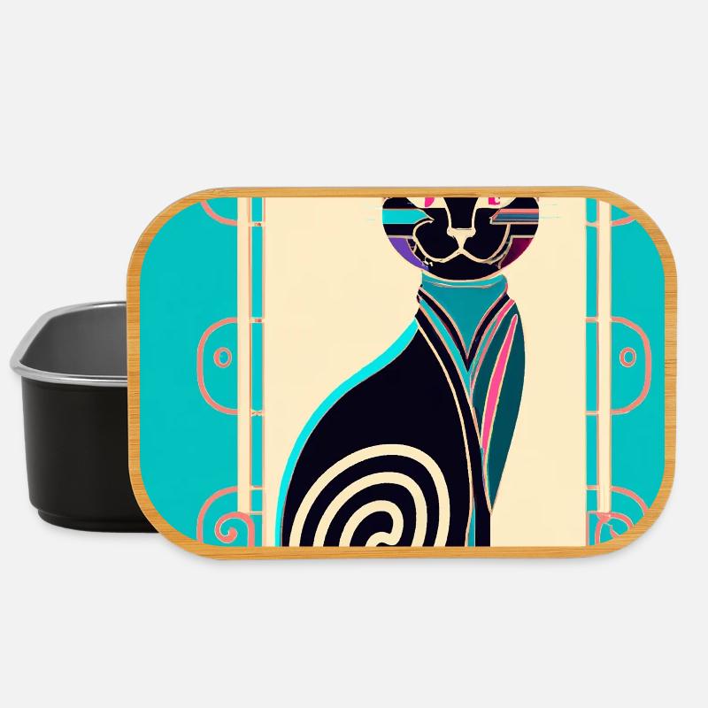 Neon-Spiralkatze Art Déco - Lunch Box - Schwarz