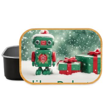 like robots weihnacht toy retro geschenke niedlich - Lunch Box - Schwarz - Vorne