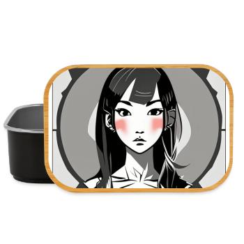 Blushing Manga Girl - Lunch Box - black - Front
