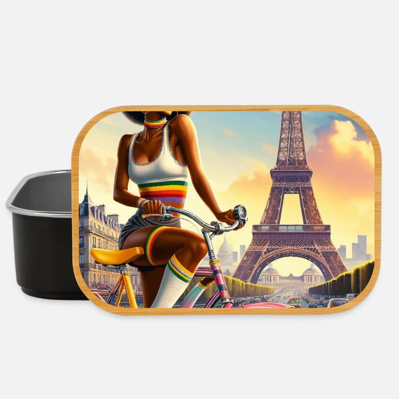 Belle Fille à Vélo, Tour Eiffel - Boîte à goûter - noir
