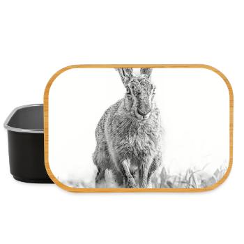 Lapin sautillant noir blanc - Boîte à goûter - noir - Devant