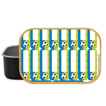 Ensemble d’autocollants d’école DIY - Football Bleu Vert - 18 - Boîte à goûter - noir - Devant
