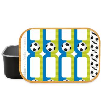 DIY Schulaufkleber Set - Fußball blau grün -16 - Lunch Box - Schwarz - Vorne