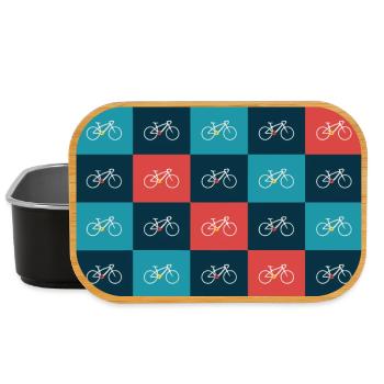 Vibrant Bicycle Pattern Artwork - Lunch Box - black - Front