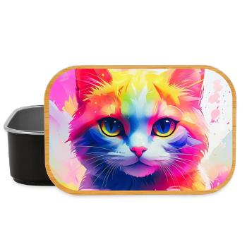 Lebendiges Regenbogenkatzen-Kunstwerk - Lunch Box - Schwarz - Vorne